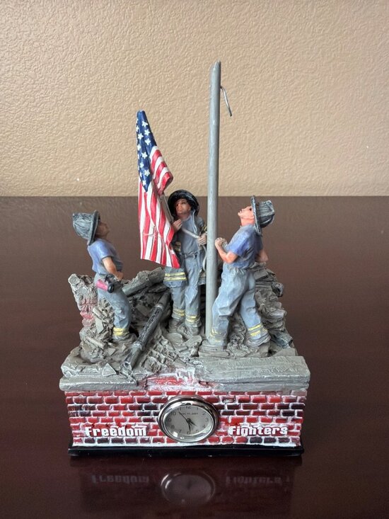Freedom Fighters Other - Freedom Fighters 9/11 Firefighter Memorial Clock Figurine w/Box - UnTESTED